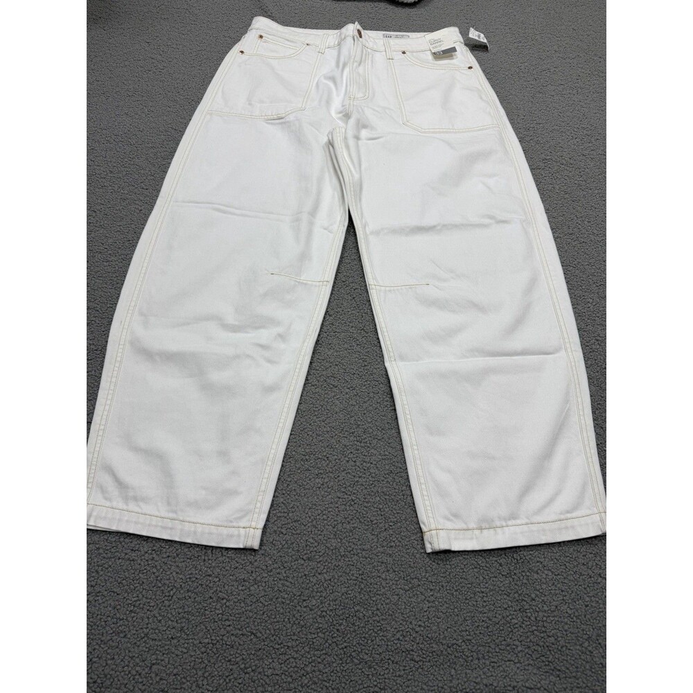 Gap Barrel Jeans Pants Ivory Curvy High Rise Retro Vacay Boho Y2K Size 16 NWT